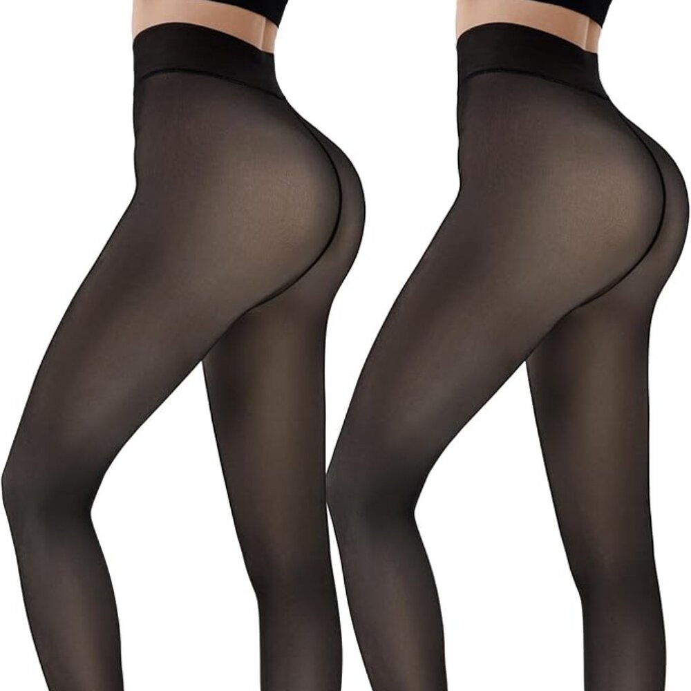 Fleece Lined Tights | Warm Faux Sheer Pantyhose for Winter
